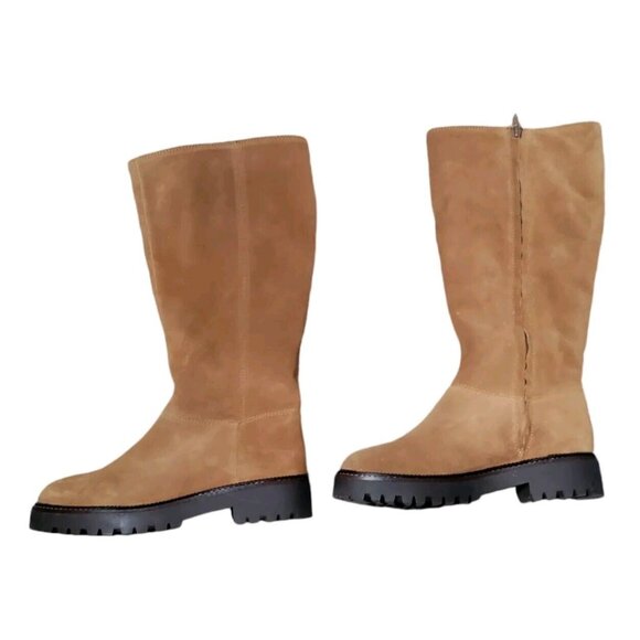 Caslon Mimmo Knee-High Boot Tan genuine suede Women's Size 8 Faux Fur Lined SOFT - Picture 2 of 7